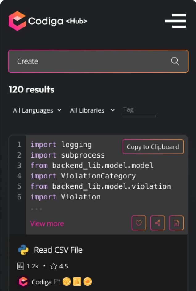 Codiga code snippets hub