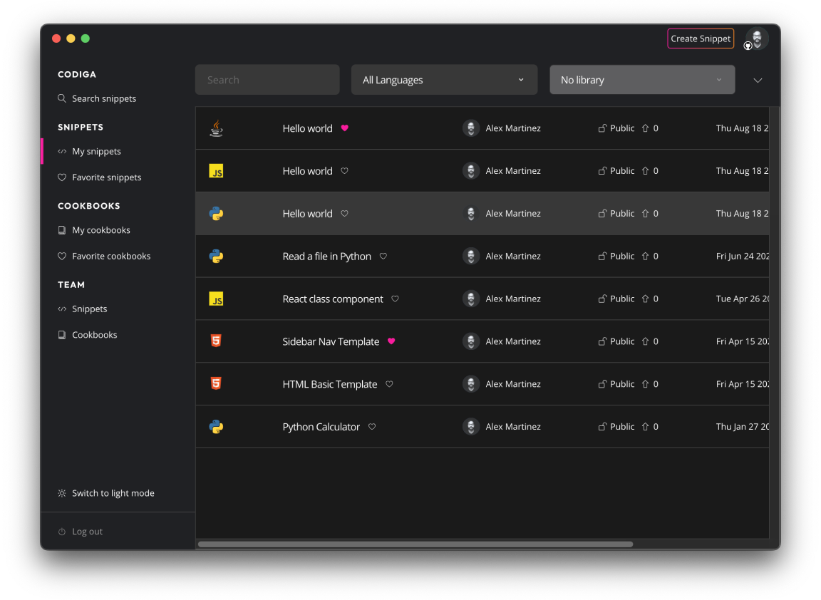 Codiga code analysis dashboard with project analytics and reports