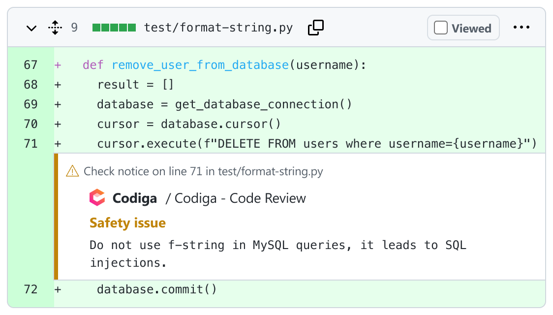 codiga code review annotations