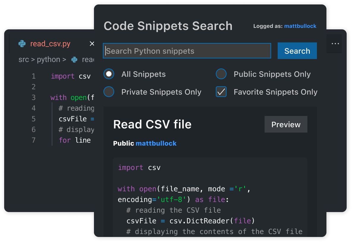 search smart code snippets
