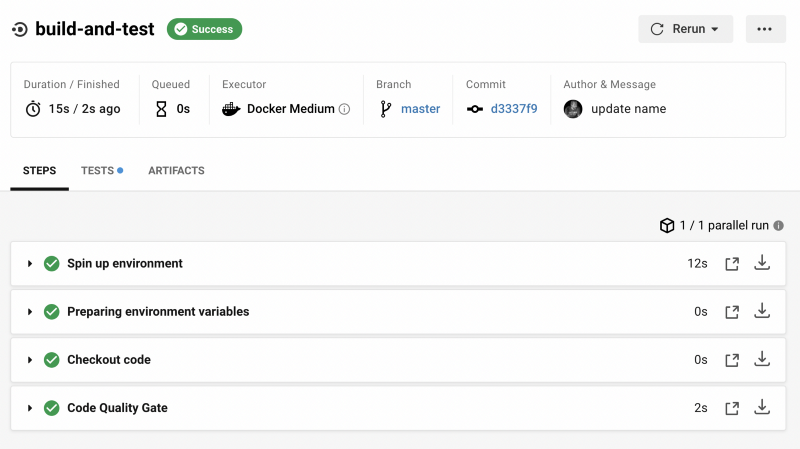 CircleCI Code Quality Check