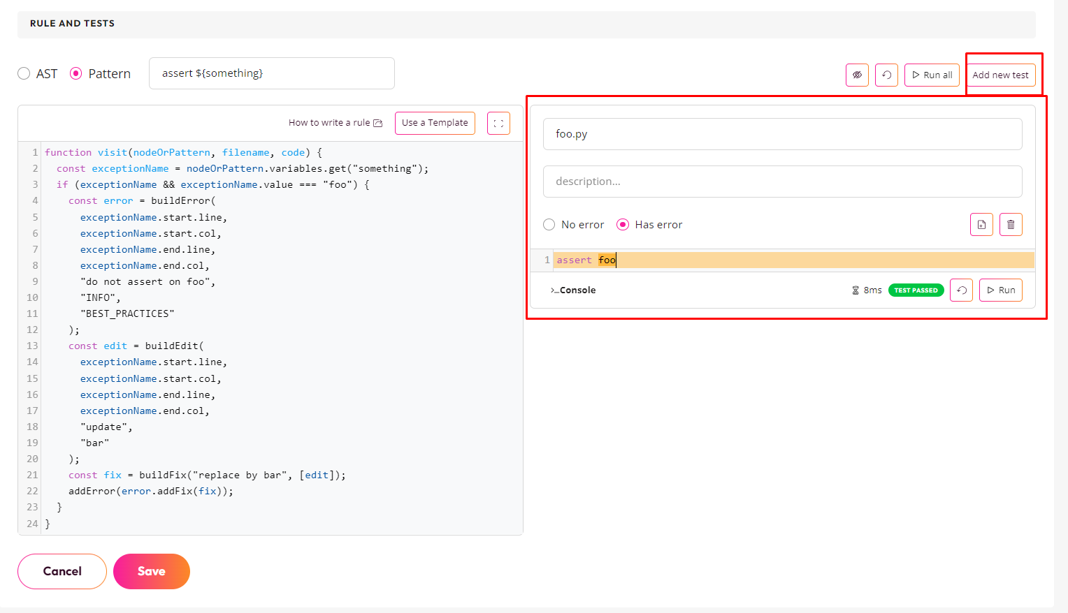 Codiga custom rules for code analysis - step 3