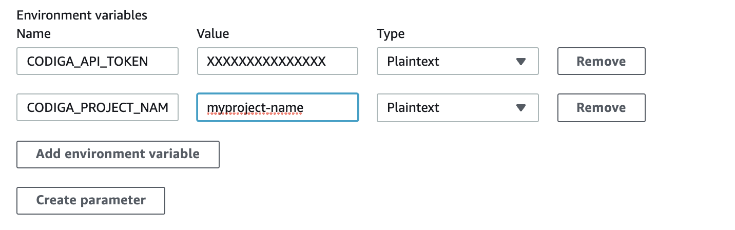 Add your Codiga token on AWS Build