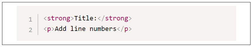example Prismjs output with line numbers