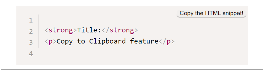 example Prismjs output with line numbers and copy to clipboard option