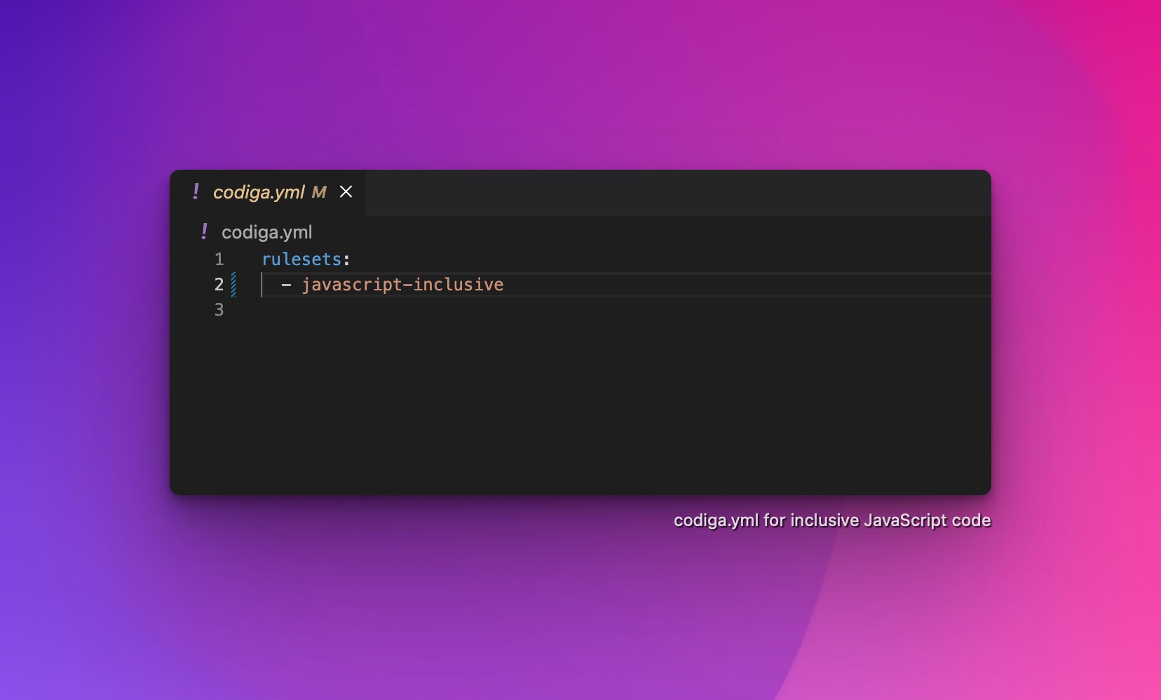 codiga.yml configure for inclusive JavaScript code