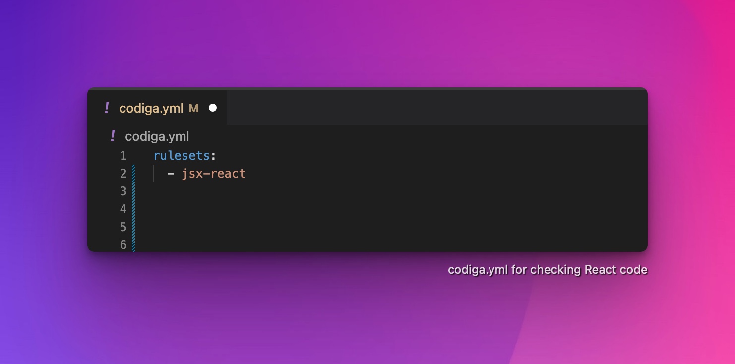 codiga.yml configure for checking React code