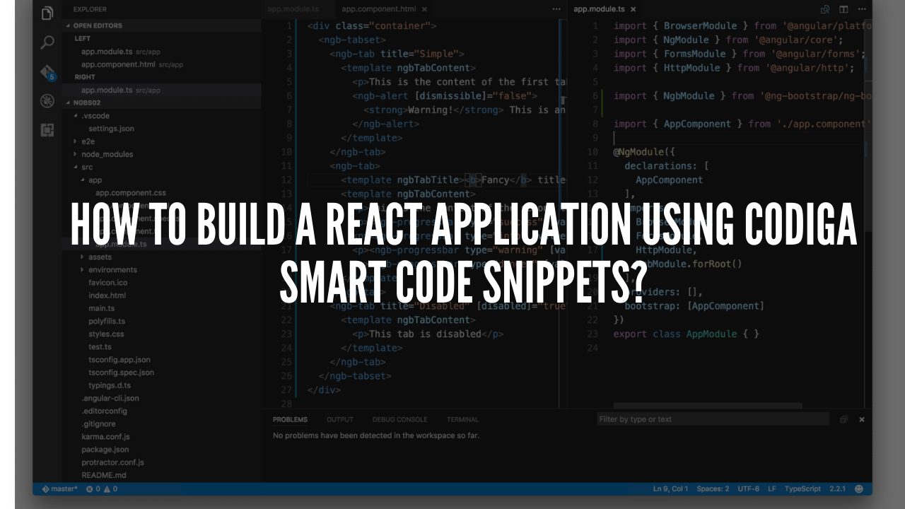 How to build a react application using Codiga Smart Code Snippets?