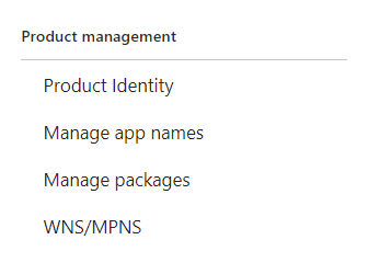 Microsoft product management menu