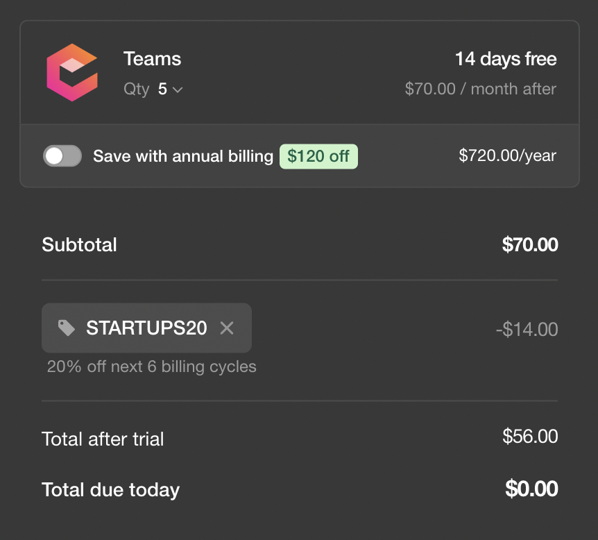 startup pricing for code analysis and coding assistant
